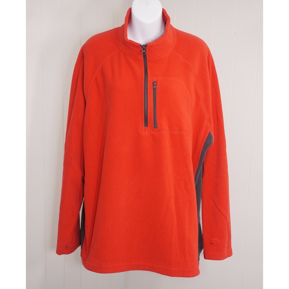 Starter XL Quarter Zip Fleece Pullover Red Rover Gray Trim